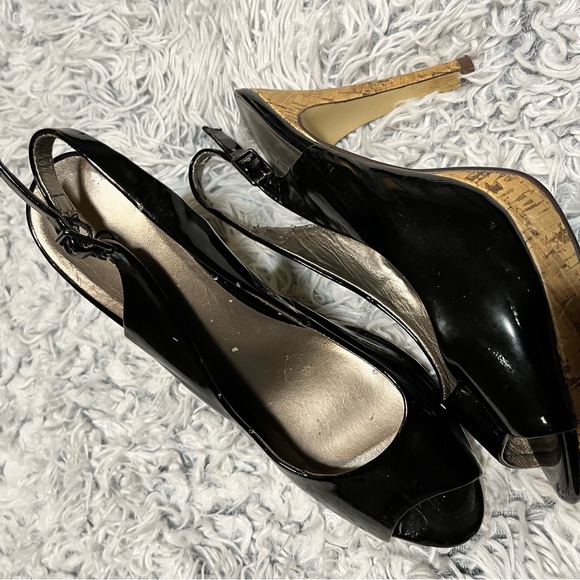 Women's Patent Leather Platform High Heel Slingback Sexy Peep Toe Stiletto - Picture 3 of 4